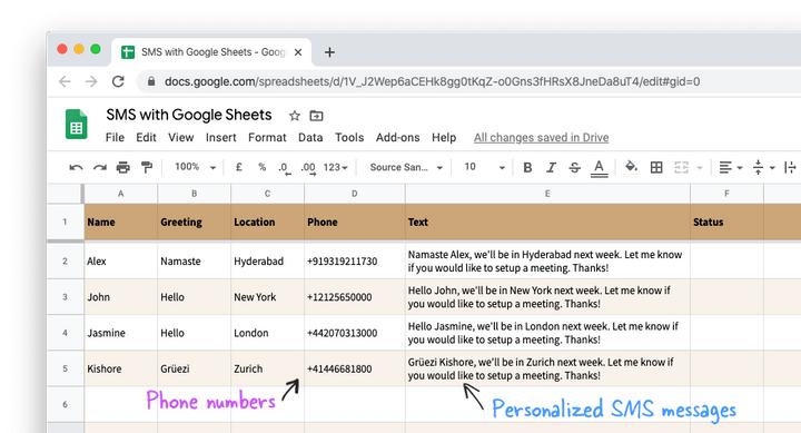gửi tin nhắn văn bản với google sheets